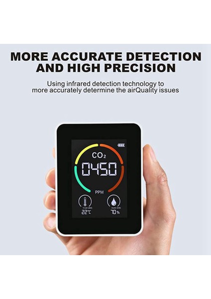 Hava Monitörü Co2 Karbondioksit Dedektörü Hava Kalitesi Monitörü, Beyaz (Yurt Dışından)