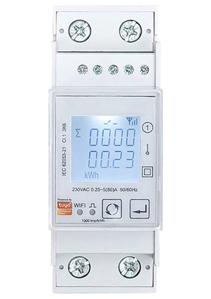 Enerji Ölçer Çift Yönlü Tek Fazlı 80A Din Ray Güç Monitörü (Yurt Dışından)