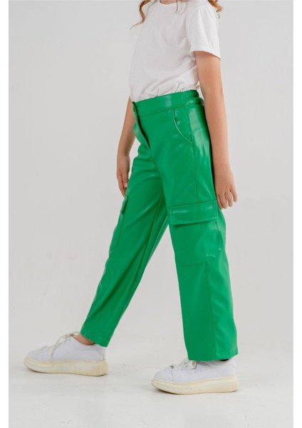 Kız Çocuk Kargo Cepli Deri Pantolon 2529 fiyatları