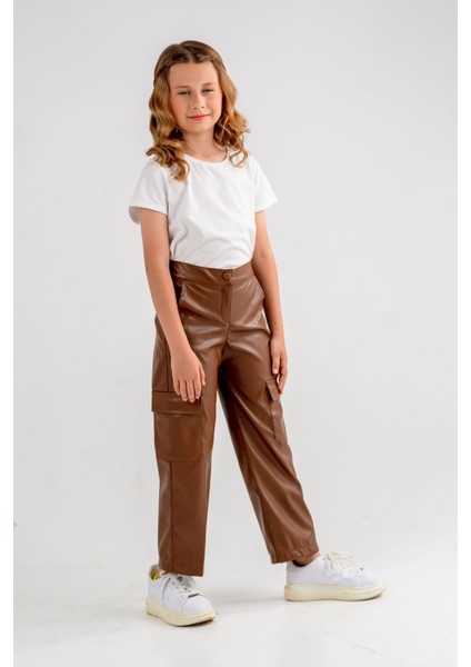 Kız Çocuk Kargo Cepli Deri Pantolon 2529 fiyatları