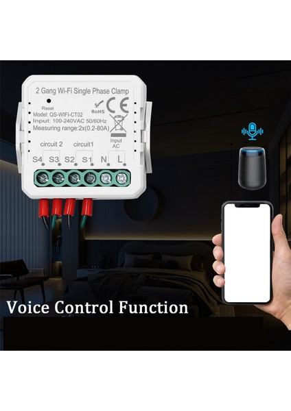 Tuya Wifi 2 Gang 80A Tek Fazlı Kelepçe Güneş Pv Iki Yönlü Enerji Ölçer (Yurt Dışından)