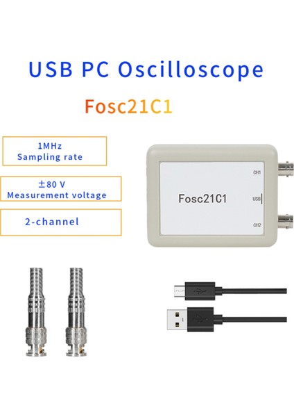 FOSC21C1 2 Kanallı USB Pc Osiloskop 1mhz Örnekleme Hızı (Yurt Dışından)