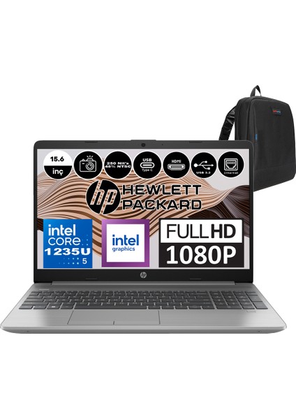 250 G9 Intel Core I5 1235U 16GB 256GB SSD Intel® Iris® Xᵉ Freedos 15.6" Fhd Taşınabilir Bilgisayar 9M3G5ATF06+ Zetta Çanta