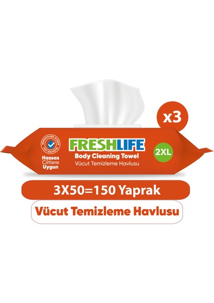 Vücut Temizleme Havlusu 3X50 (150 Yaprak)