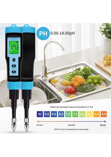 Gıda Ph Ölçer 0.00-14.00PH Yüksek Doğruluk Sıcaklık Ph Et Konserveleme Için B (Yurt Dışından)