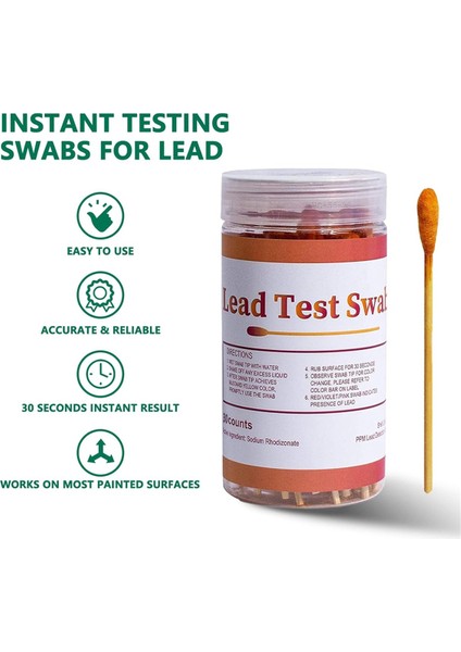 30 Adet Kurşun Test Çubuğu, Anında Kurşun Test Kiti (Yurt Dışından)