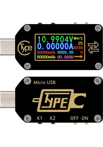 Rd TC66 Tip-C Pd Tetik USB Voltmetre Ampermetre Voltaj 2 Yollu (Yurt Dışından)