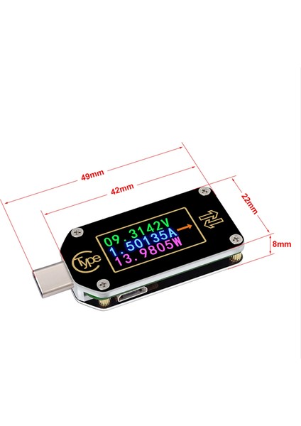 Rd TC66 Tip-C Pd Tetik USB Voltmetre Ampermetre Voltaj 2 Yollu (Yurt Dışından)