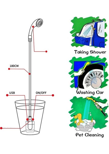 Taşınabilir Elektrikli Duş Açık Kamp Banyo Duşları Kafa (Yurt Dışından)