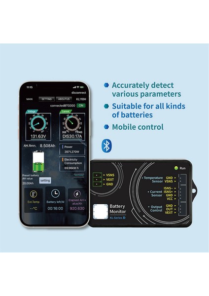 KL110F 0-120V 0-100A Akü Monitörü Bluetooth Akü Test Cihazı (Yurt Dışından)