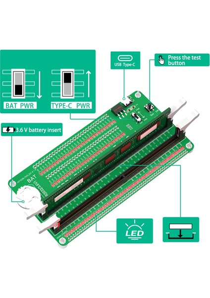 Bilgisayar Için LED Göstergeli, Uzun Mandallı Ddr4 Bellek Test Cihazı (Yurt Dışından)