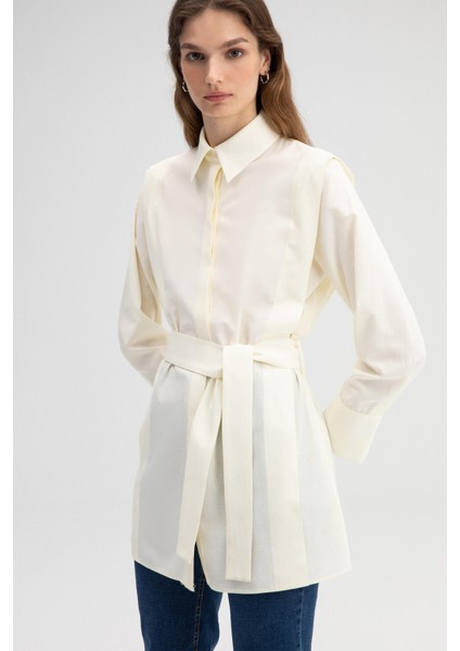 Kuşaklı Poplin Gömlek Tunik fiyatları