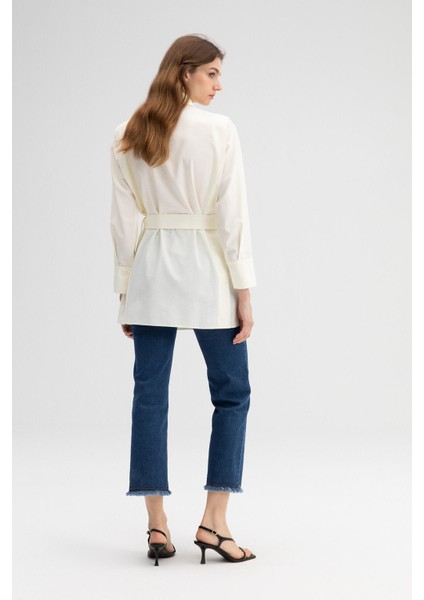 Kuşaklı Poplin Gömlek Tunik fırsatları