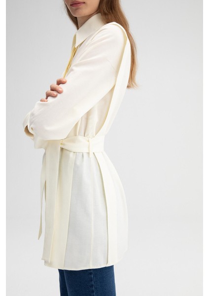 Kuşaklı Poplin Gömlek Tunik indirimleri