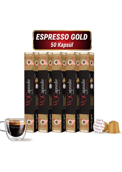 No:1 Espresso Gold Nespresso Uyumlu Kapsül Kahve 50'li Avantaj Paketi