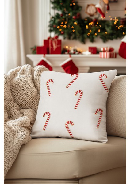 Charm Baston Şeker Işlemeli Krem Kırlent 45 x 45 35255A