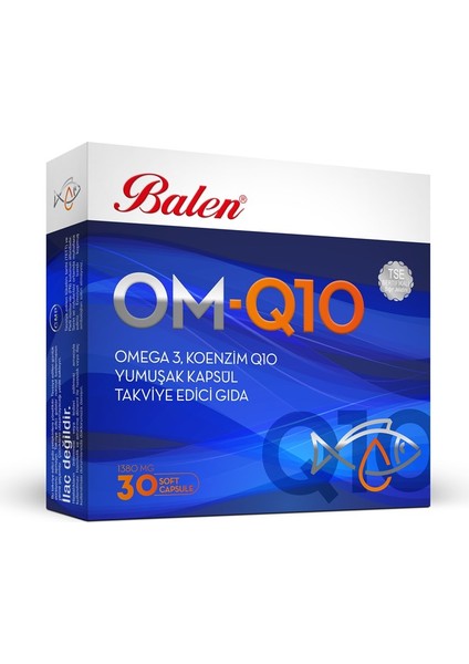 Om-Q10 Omega 3 ve Koenzim İçeren Yumuşak Kapsül 1380 Mg*30