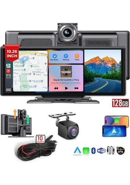 Mpıa CP1010M 128GB Android Auto Apple Car Play 10" 2k (1440P) Araç Içi Kamera + Arka Kamera