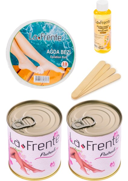 Konserve Ağda 2 Adet + 10 mt Rulo Ağda Bezi+La Frente Ağda Yağı 120 ml + Spatula Hediye