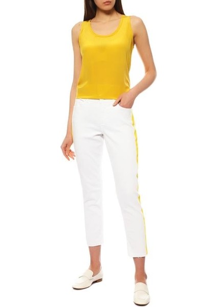 Sport Şeritli Kesik Paça Pamuklu Jean Pantolon