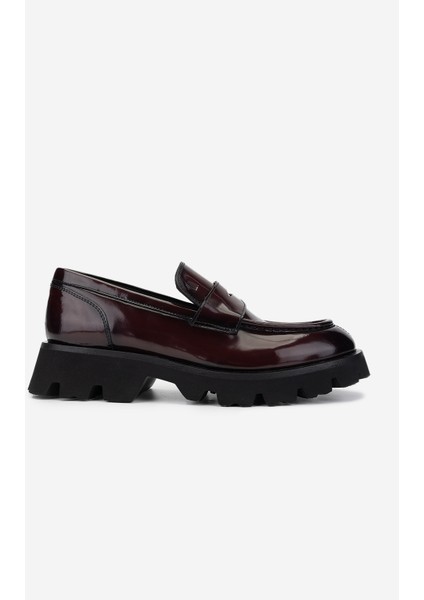 Erkek Hakiki Deri Bordo Loafer Ayakkabı 381 20228 Erk Ayk SK24-25 Bordo Acma