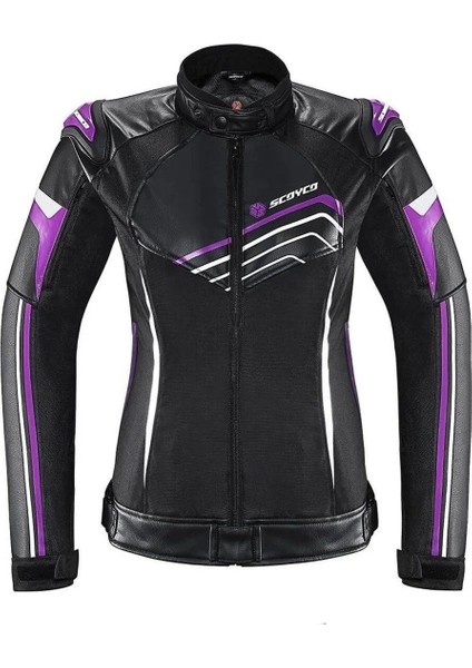 Kadın Motosiklet Montu Mor-Siyah Reflektörlü ve Darbe Emici Koruma ile Güvenli Sürüş fiyatları