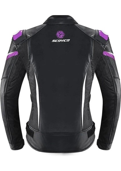 Kadın Motosiklet Montu Mor-Siyah Reflektörlü ve Darbe Emici Koruma ile Güvenli Sürüş modelleri