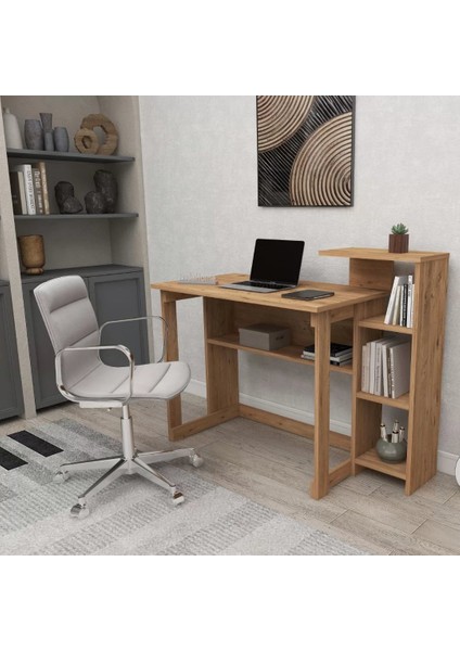 Home Enda Saye 5 Raflı Kitaplıklı Çalışma Masası Atlantik Çam