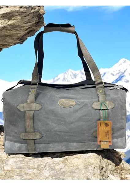 Kaliteli Astarlı Su Geçirmez Vintage Kanvas Deri Salaş Seyahat Çantası 50 cm x 27 cm