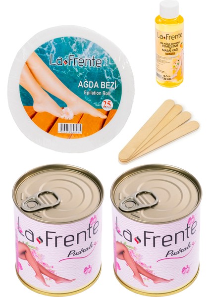 Konserve Ağda 2 Adet+La Frente 25 mt Ağda Bezi+La Frente Ağda Yağı+Spatula Hediye