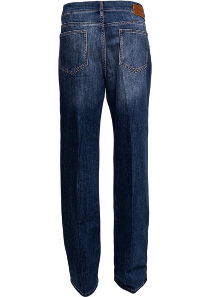Bol Paça Yüksek Bel Likralı Jean Pantolon