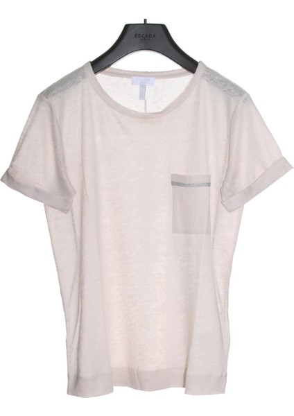 Sport Önü Cepli Yuvarlak Yaka Keten T-shirt