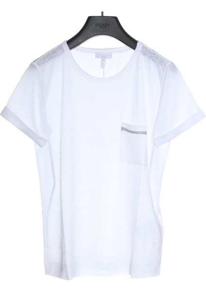 Sport Önü Cepli Yuvarlak Yaka Keten T-shirt