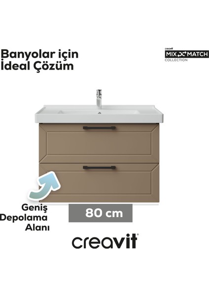 D20 65 cm Iki Çelmeceli Lavabo Dolabı Lake Kapak