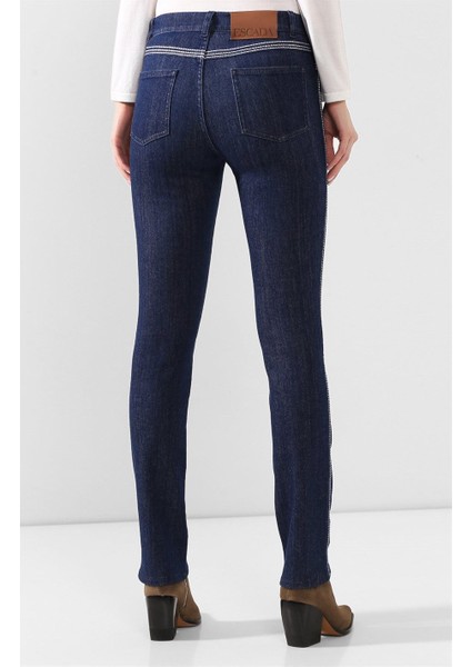 Şerit Detaylı Dar Kesim Lacivert Pamuklu Jean Pantolon modelleri