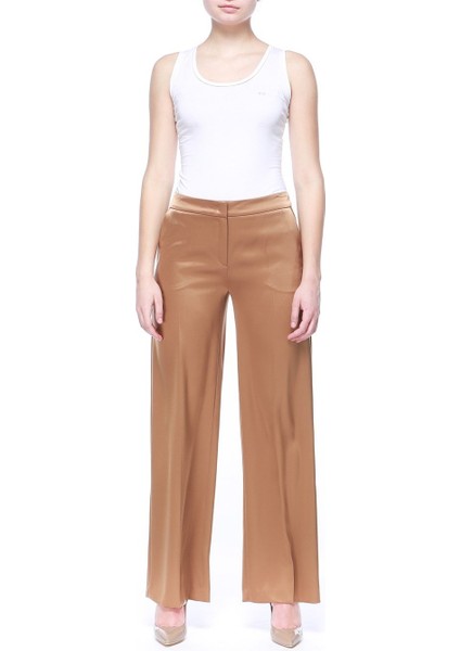 Bol Paça Normal Bel Cepli Camel Pantolon