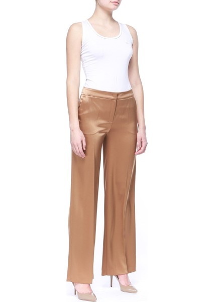 Bol Paça Normal Bel Cepli Camel Pantolon
