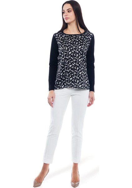 Desenli Bisiklet Yaka Uzun Kol Pamuk T-Shirt fiyatları