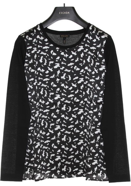 Desenli Bisiklet Yaka Uzun Kol Pamuk T-Shirt fırsatları