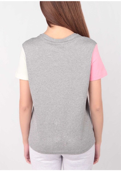 Sport Bisiklet Yaka Renkli Kol Gri Pamuk T-Shirt modelleri