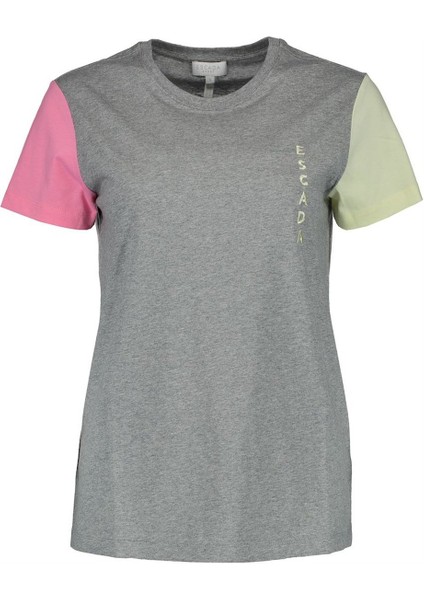 Sport Bisiklet Yaka Renkli Kol Gri Pamuk T-Shirt fırsatları