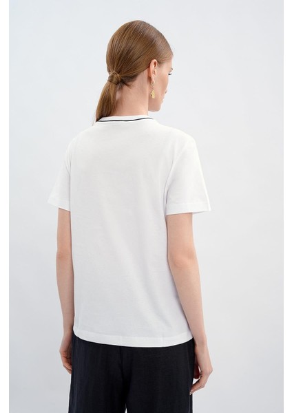 Sport Bisiklet Yaka Çiçek Baskılı Pamuk T-Shirt fırsatları