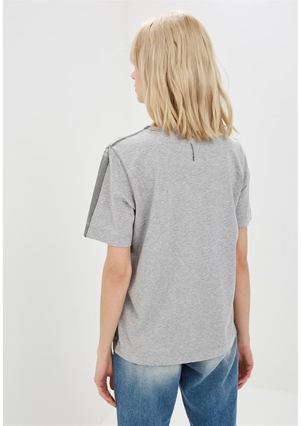 Sport Yazılı Bisiklet Yaka Gri Pamuk T-Shirt modelleri