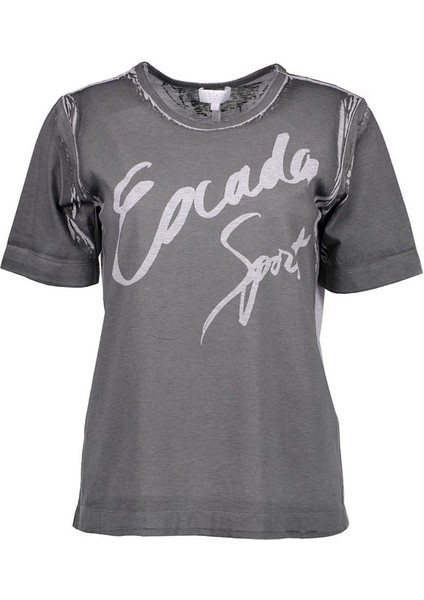 Sport Yazılı Bisiklet Yaka Gri Pamuk T-Shirt fırsatları