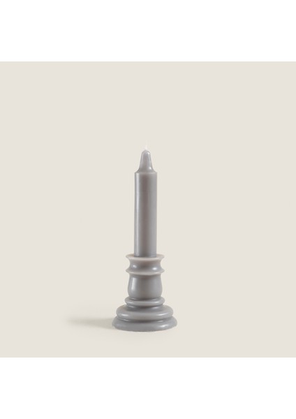 Flamme Kaideli Şamdan Mum Gri 20 cm Gri
