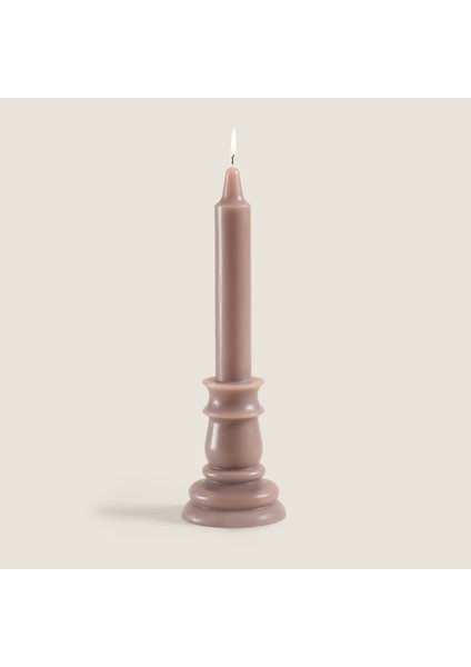 Flamme Kaideli Şamdan Mum Vizon 25 cm Vizon