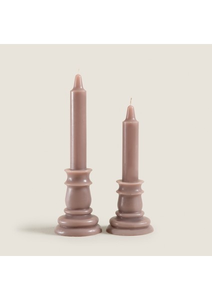 Flamme Kaideli Şamdan Mum Vizon 25 cm Vizon