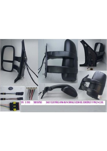 E-3163 Dış Dikiz Aynası Elektrikli Sinyalli Sol (Uzun Kol) (Sensörlü) Daily 06-13 5801367563