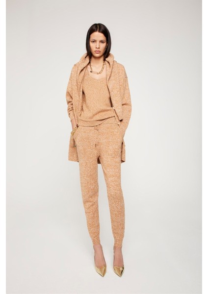 Sport Dar Paça Kırçıllı Cepli Camel Triko Pantolon