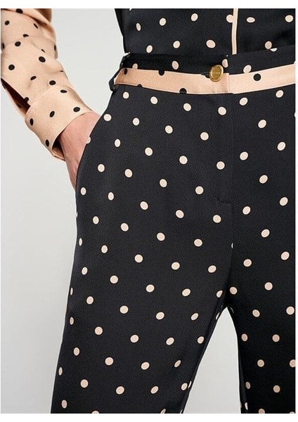 Sport Renk Bloklu Puantiye Desenli Yüksek Bel Pantolon modelleri